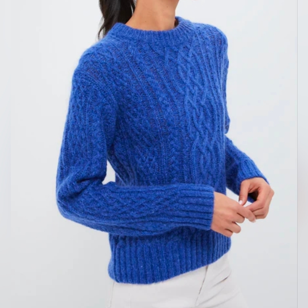 Alex Mill Womens Cobalt Blue Catskill Cable Knit Sweater Size Medium NWT $225